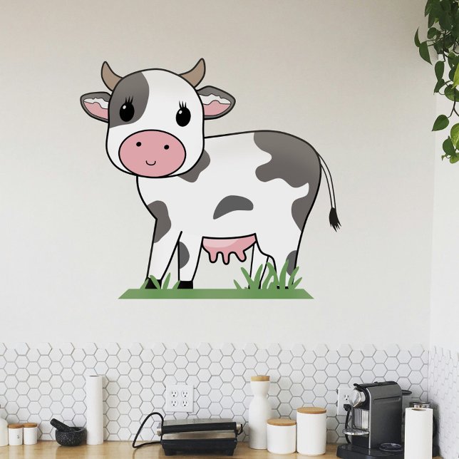 Cute Cow Cartoon Wall Decal (Cute Cow Wall Decal)