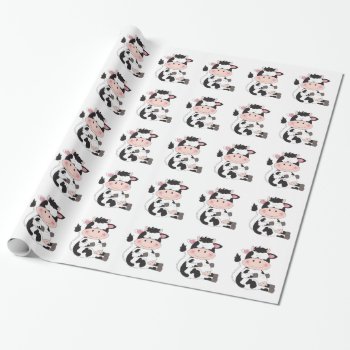 Cute Cow Cartoon Wrapping Paper by HeeHeeCreations at Zazzle