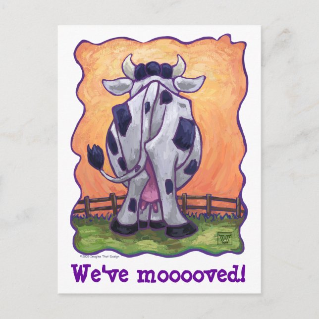 Cute Cow Change of Address Announcement Postcard (Front)