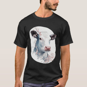 Cute Cow Cherry Blossom Japanese Sakura Farming Co T-Shirt