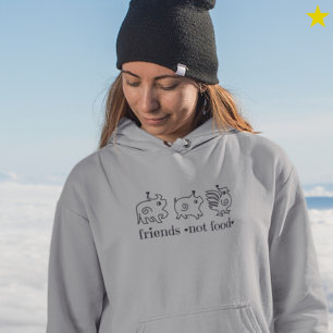 Cute Cow Chicken Pig Doodle Vegan Vegetarian Hoodie