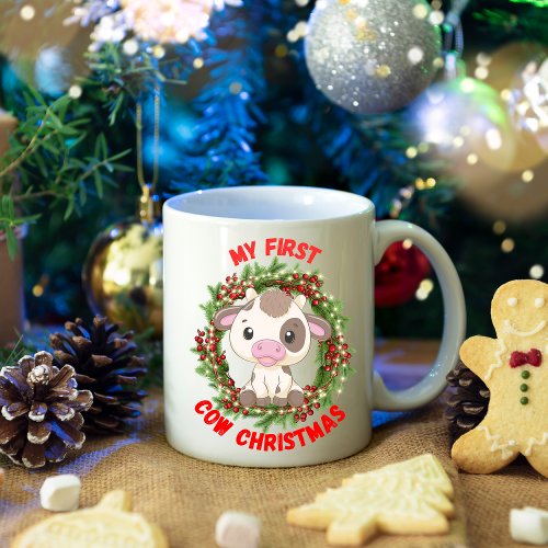 Cute Cow Christmas Berries  Coffee Mug