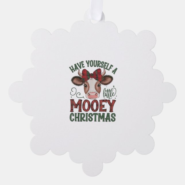 Cute Cow Christmas  Ornament Card (Front)