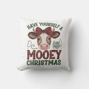 Cute Cow Christmas Throw Pillow