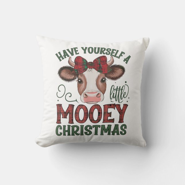 Cute Cow Christmas  Throw Pillow (Front)