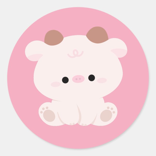 Cute Cow Classic Round Sticker (Front)