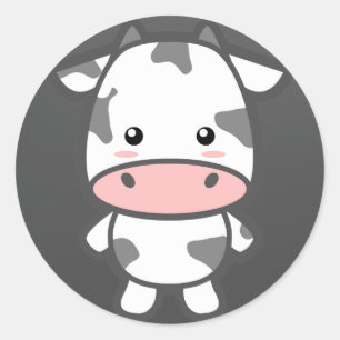 Cute Cow Classic Round Sticker