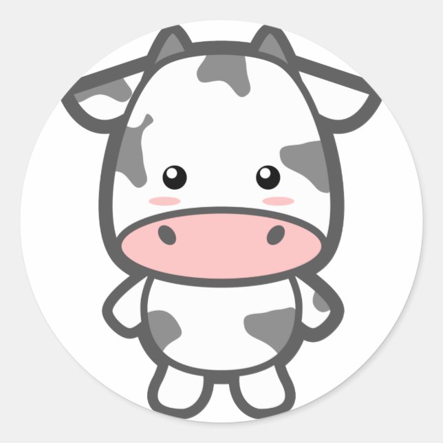 Cute Cow Classic Round Sticker (Front)