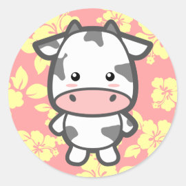 Cute Cow Classic Round Sticker