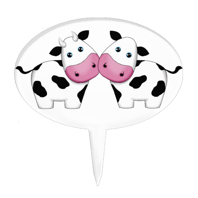 Cute Cow Couple Cake Topper (Front)