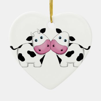 Cute Cow Couple Ceramic Ornament by BeachBumFamily at Zazzle