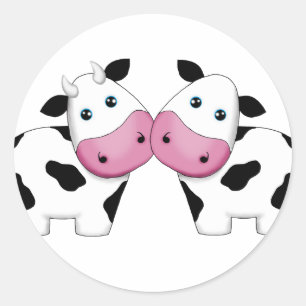 Cute Cow Couple Classic Round Sticker