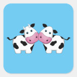 Cute Cow Couple Square Sticker at Zazzle