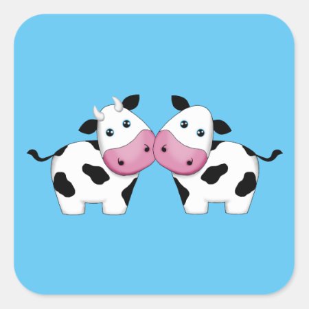 Cute Cow Couple Square Sticker