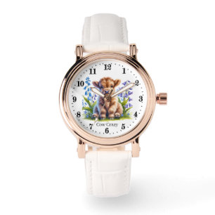 Cute cow crazy highland cow customizable watch