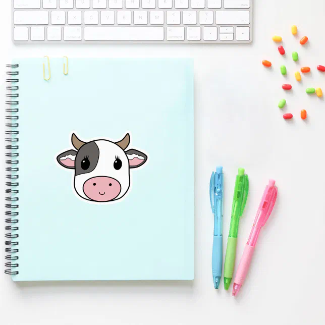 Cow Sticker Cut Out Cute Cow Custom-Cut Sticker | Zazzle