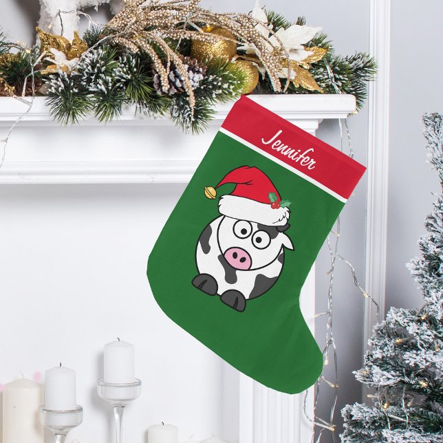 Cute Cow Custom Kids Large Christmas Stocking (Creator Uploaded)