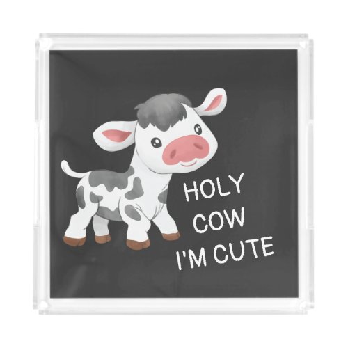 Cute cow design acrylic tray