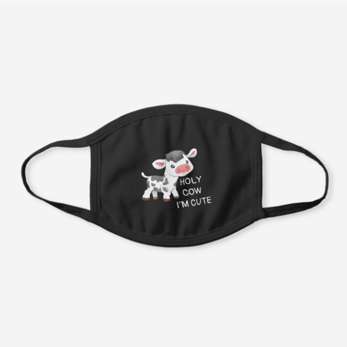 Cute cow design black cotton face mask