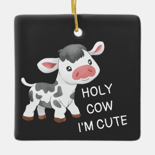 Cute cow design ceramic ornament