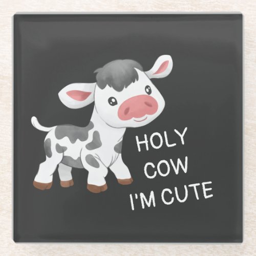 Cute cow design glass coaster