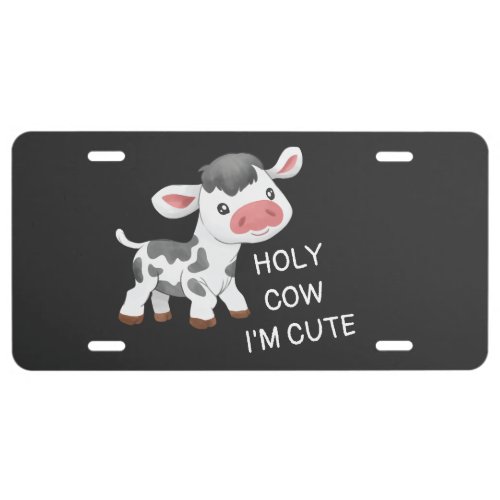 Cute cow design license plate