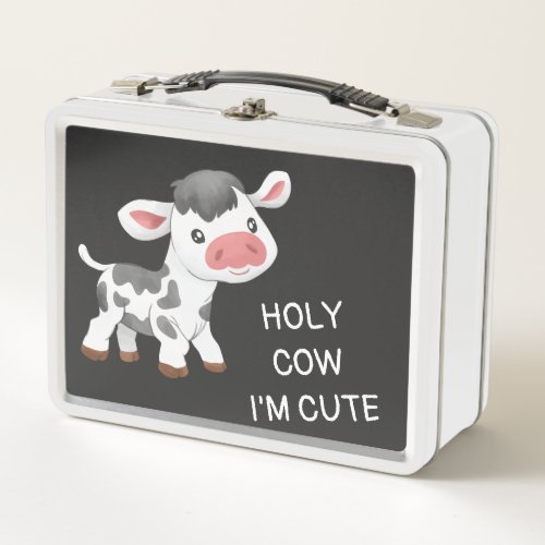 Cute cow design metal lunch box