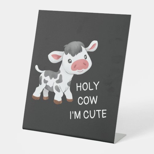 Cute cow design pedestal sign