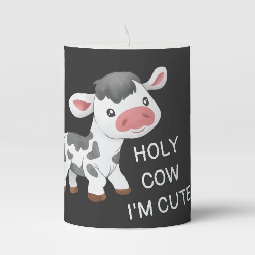 Cute cow design pillar candle