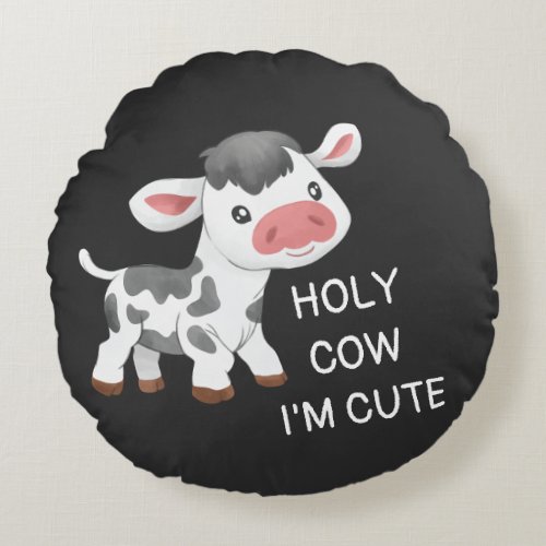 Cute cow design round pillow