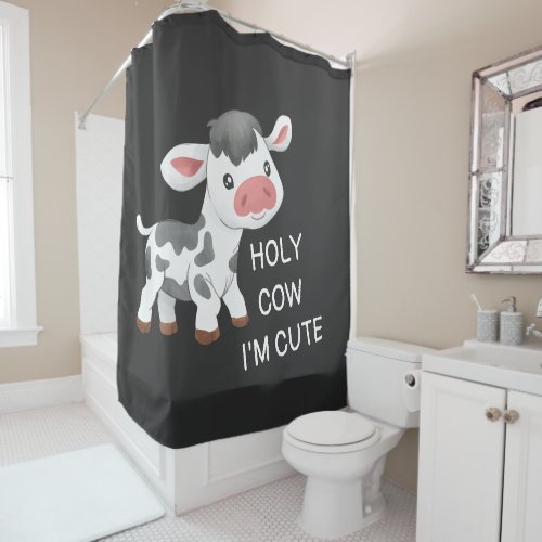 Cute cow design shower curtain