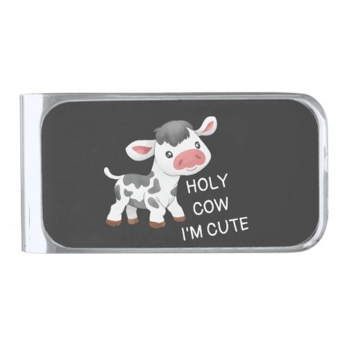 Cute cow design silver finish money clip