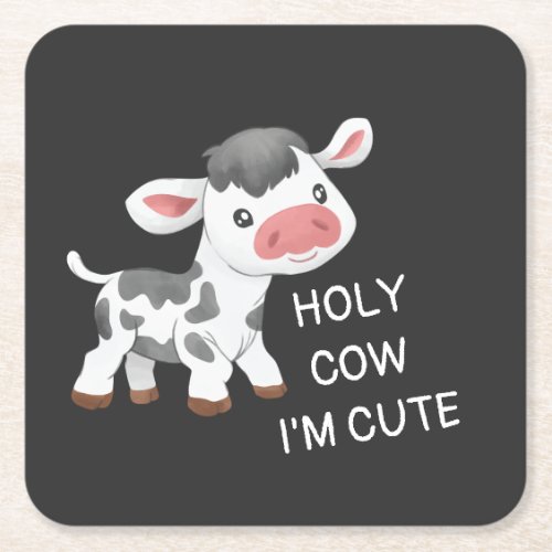 Cute cow design square paper coaster