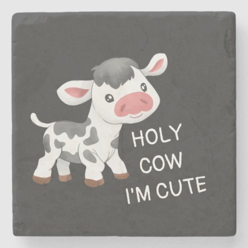 Cute cow design stone coaster