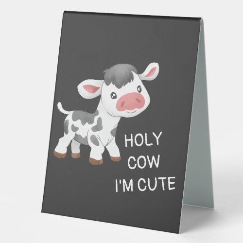 Cute cow design table tent sign