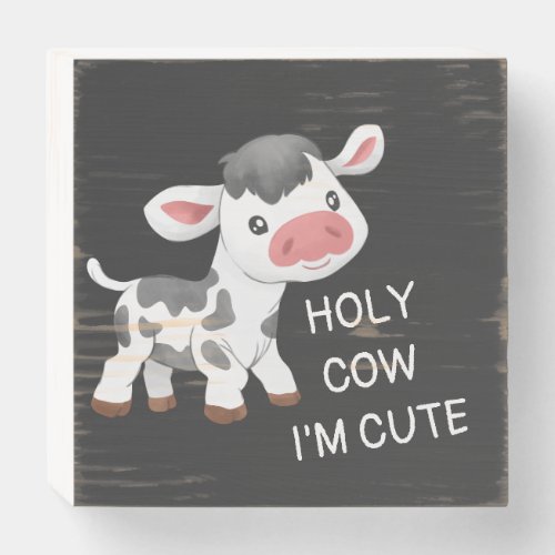 Cute cow design wooden box sign