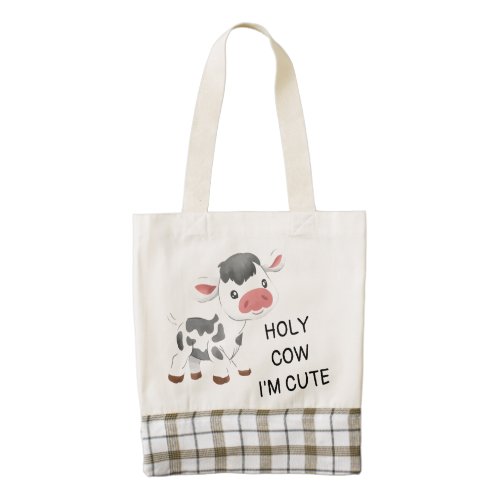 Cute cow design zazzle HEART tote bag