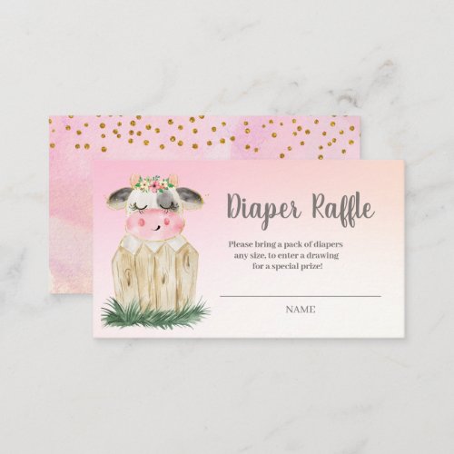 Cute Cow Diaper Raffle  Enclosure Card