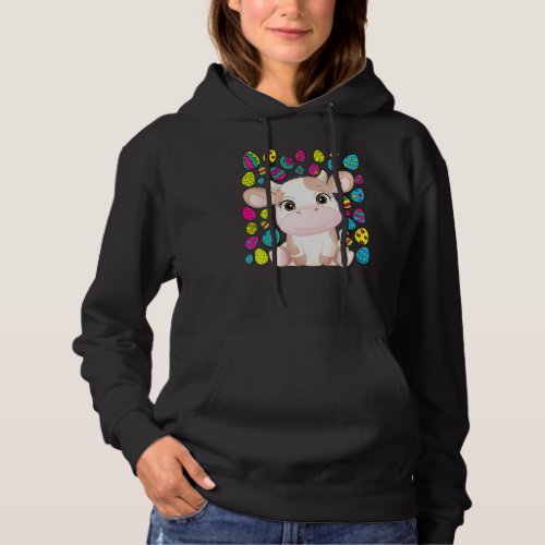 Cute Cow Easter Colorful Eggs  For The Cow  1 Hoodie
