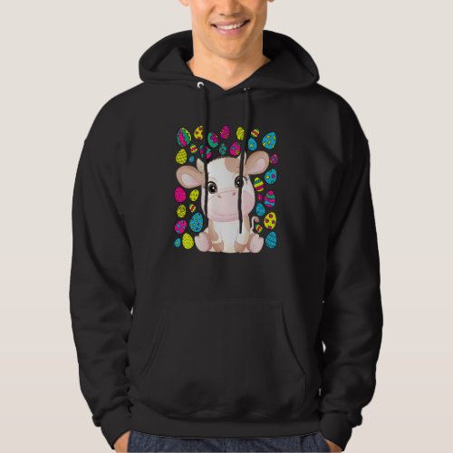 Cute Cow Easter Colorful Eggs  For The Cow  1 Hoodie