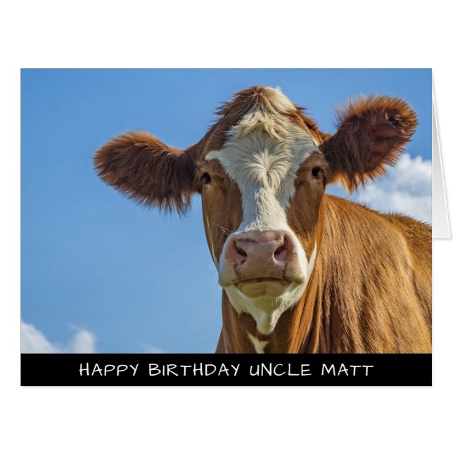 Cute Cow Extra Large Birthday Card (Front Horizontal)
