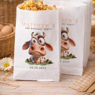 Cute Cow Farm Animals 2nd Birthday Party Favor Bag
