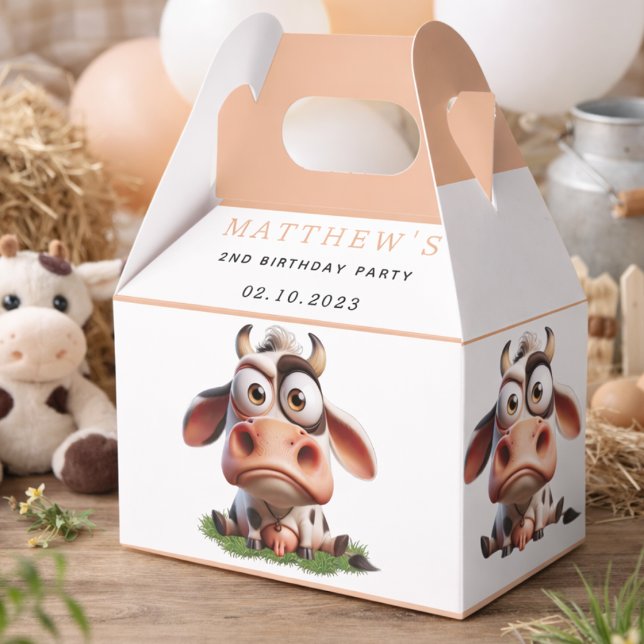 Cute Cow Farm Animals 2nd Birthday Party Favor Boxes (Cute Cow Farm Animals 2nd Birthday Party Favor Boxes
)