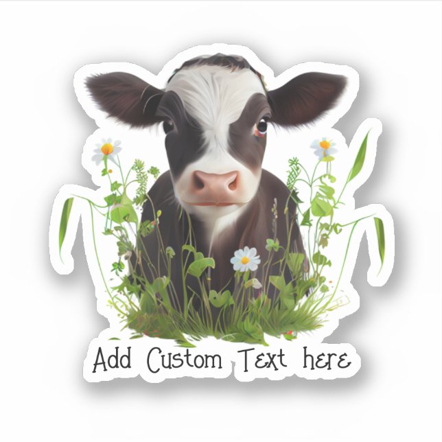 Cute Cow Farm Barn Personalized Custom Cut Vinyl Sticker (Front)