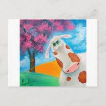 Cute cow folk art painting Gordon Bruce Postcard
