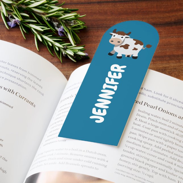 CUTE COW FUNNY FARM ANIMAL ADD KIDS NAME  BOOKMARKS (Book)