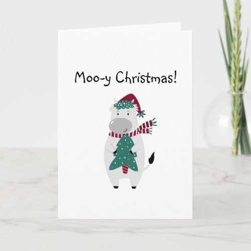 cute cow funny pun merry Christmas happy Holiday Card