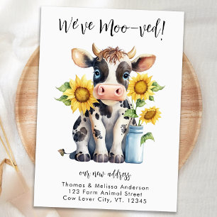Cute Cow Funny We've Moo-ved New Address Moving Announcement