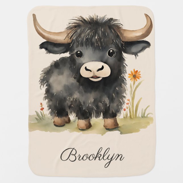 Cute Cow Gender Neutral  Baby Blanket (Front)