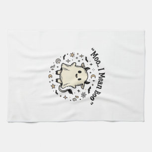 Cute Cow Ghost Halloween Moo Boo Vintage Design_1 Kitchen Towel